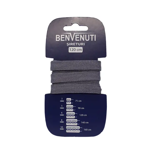 Șiret plat necerat Benvenuti gri din vâscoză 97si120pnvcf
