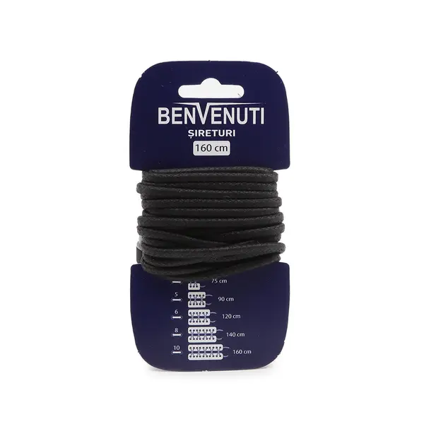 Șiret rotund cerat Benvenuti negru din bumbac 97si160rcbn