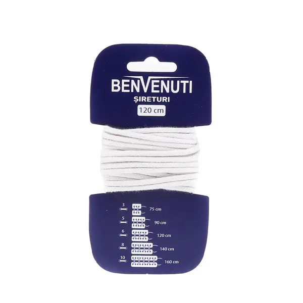 Șiret rotund mediu Benvenuti alb din bumbac 97si120rnba