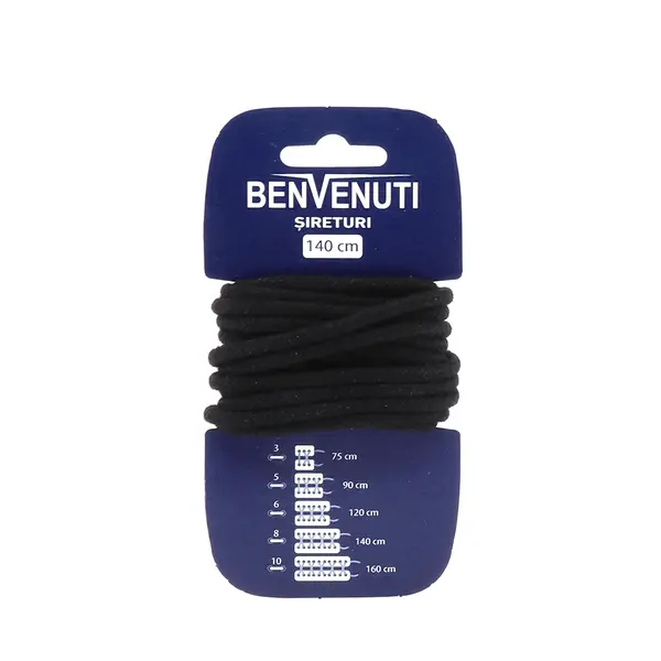 Șiret rotund mediu Benvenuti negru din bumbac 97si140rnbn