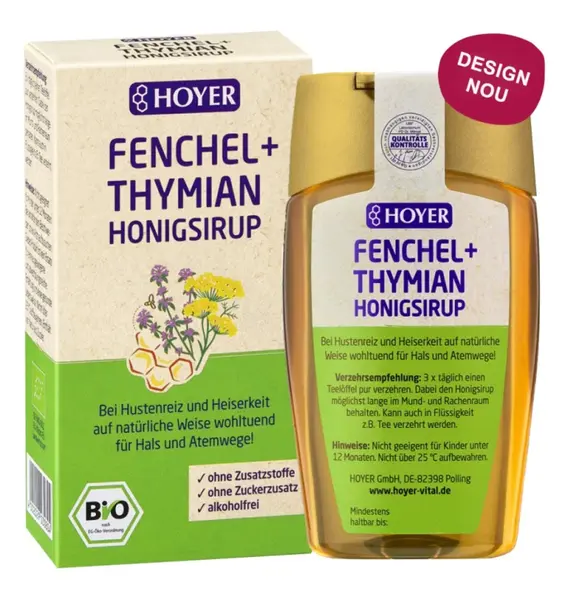 Sirop de miere cu fenicul si cimbru bio 250g Hoyer