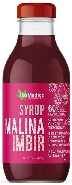 Sirop de zmeură, ghimbir și acerola, 300 ml, EkaMedica