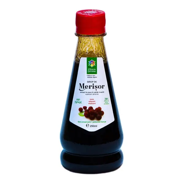 Sirop natural de merisor presat la rece, 250ml, Steaua Divina