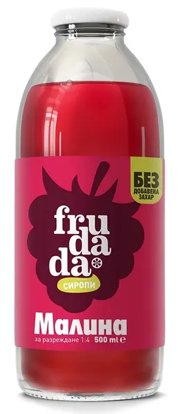 Sirop pentru dizolvare fără zahăr adăugat, zmeură, 500 ml, Frudada
