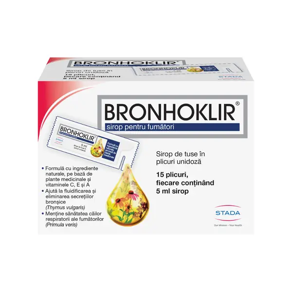 Sirop pentru fumatori Bronhoklir, 15 plicuri, Stada