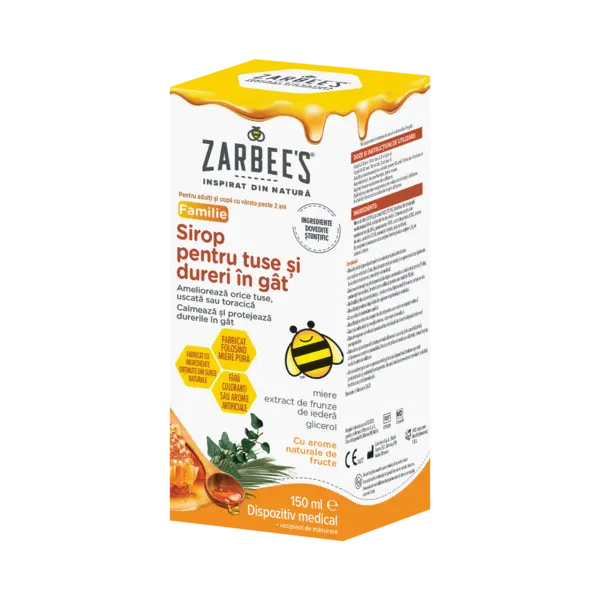 Sirop pentru tuse si dureri in gat, 150ml, Zarbee's
