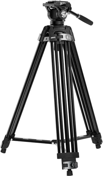Sirui EL-VT01 Trepied Video cu Cap Fluid, Bol 75 mm, Inaltime 190 cm, Sarcina 10 kg, Aluminiu, Placute Manfrotto, Flip Lock