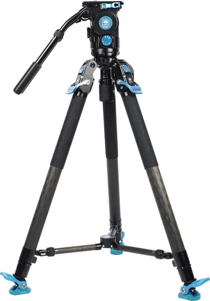Sirui SVT-75 Pro Trepied Video Carbon, Cap Fluid SVH15, Sistem Rapid One-Step, Sarcina 15kg, Bol 75mm, Include Mid-Spreader