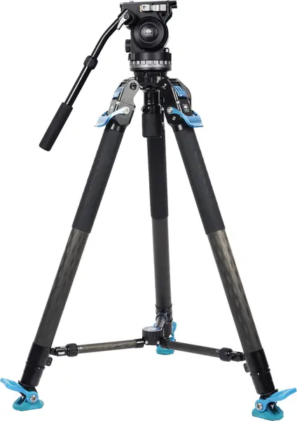 Sirui SVT-75 Pro Trepied Video Carbon, Cap Fluid VHS10, Sistem Rapid One-Step, Sarcina 10kg, Bol 75mm, Include Mid-Spreader