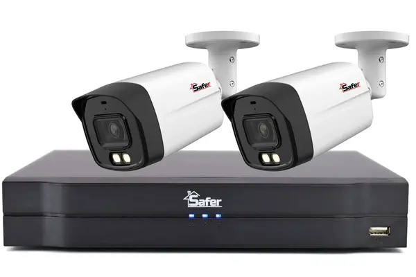 Sistem 2 camere exterior, 5MP 2K, Iluminare duala 40m, Lentila 2.8 mm, Audio, DVR 4 canale Safer KITSAF-2X-5MP28IL40