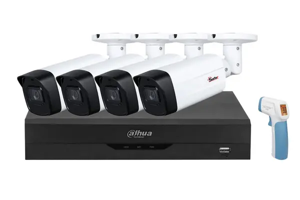 Sistem 4 camere exterior IR 80M, lentila 3.6 mm, DVR 4 canale, WizSense, Dahua DH2MPSAF-P