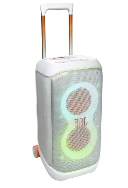 Sistem audio portabil JBL Partybox Stage 320, 240W RMS, Baterie detasabila, IPX4, Auracast, AI Sound Boost (Alb)