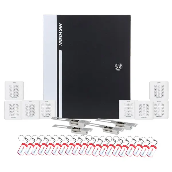 Sistem control acces Hikvision KIT-CA-4UBCC, cod, cartela, 13.56 KHz, patru usi bidirectionale