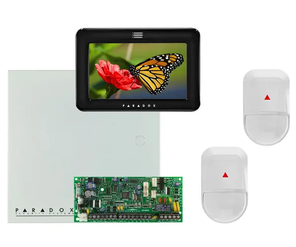 Sistem de alarma antiefractie 4 zone Paradox Spectra SP4000, tastatura cu touch, 2x detector miscare, Sp4000+TM50+2xNV5