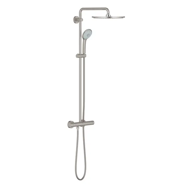 Sistem de dus Grohe Euphoria 310 26075DC0, 1/2, aparent, termostat, 310 mm, anti-oparire, 3 functii, pivotant, furtun 1.75 m, anti-calcar, mat, Supersteel