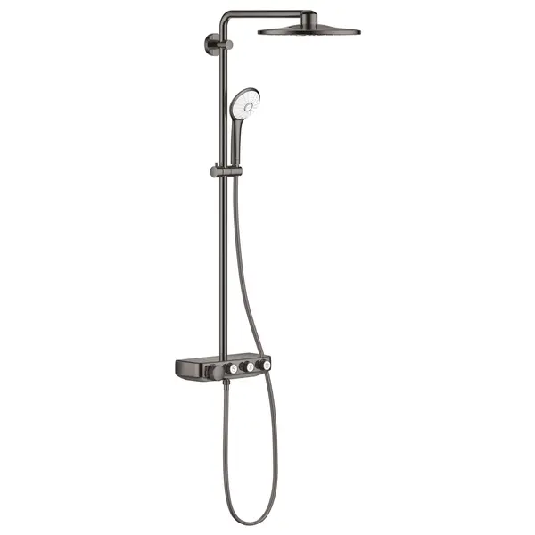 Sistem de dus Grohe Euphoria SmartControl 310 26507A00, termostat, 310 mm, aparent, butoane push&turn, anti-oparire, anti-calcar, ajustabil, lucios, Hard Graphite