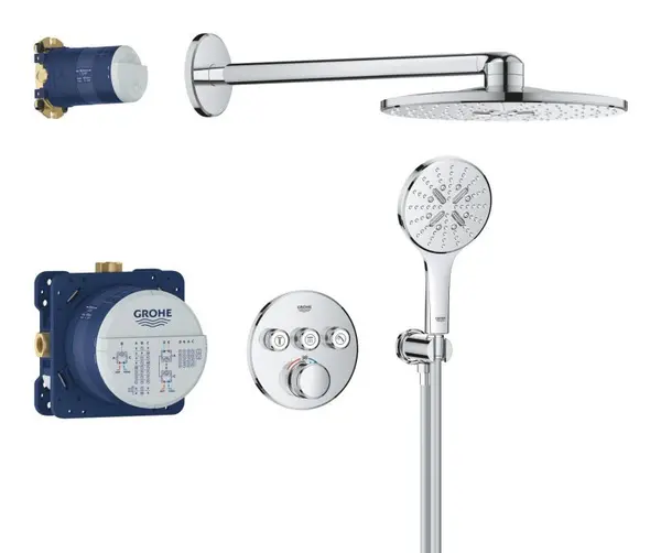 Sistem de dus Grohe SmartControl 34863000, 1/2 inch, incastrat, termostat, 310 mm, 2 functii, Crom