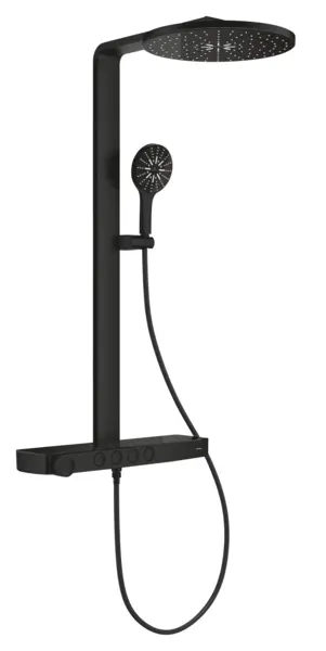 Sistem de dus Grohe SPA Aqua Pure, aparent, termostat, 360 mm, 3 functii, mat, negru, 101680KF00