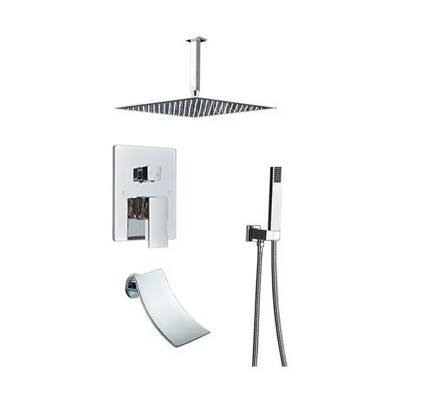 Sistem de Dus Incastrabil, Finisaj Chrome Lucios, Functie Cascada, Para dus tavan 40 cm
