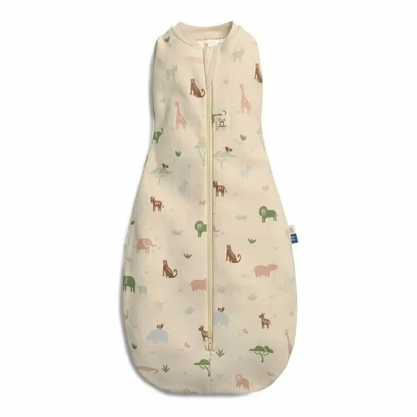 Sistem de infasat si sac de dormit, ErgoPouch, 2 in 1, 0-3 luni, 3-6 kg, TOG 0.2, Bumbac organic, Fermoar bidirectional, Transformabil, Lavabil la masina, Certificat non-toxic, Premiat in Australia, Model savana, Bej