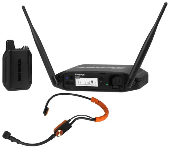 Sistem de microfon wireless Shure - GLXD14+/SM31, negru/portocaliu