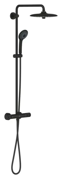 Sistem dus Grohe Euphoria 260, aparent, termostat, 260 mm, 3 functii, mat, negru, 27615KF2