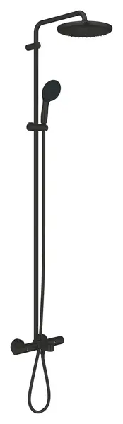 Sistem dus Grohe Vitalio 250, aparent, 250 mm, termostat, pipa cada, 1 functie, mat, negru, 269882431