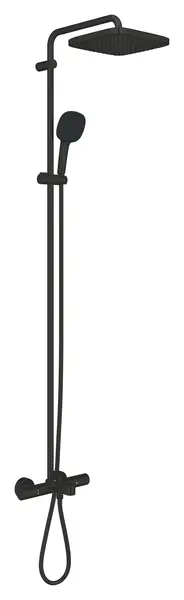 Sistem dus Grohe Vitalio 250 Cube, aparent, 250 mm, termostat, pipa cada, 1 functie, mat, negru, 269842431