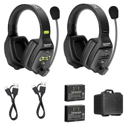 Sistem Intercom Wireless pentru 2 Persoane Saramonic WiTalk WT2D Full-Duplex 1.9GHz Casti Dual-ear, Negru