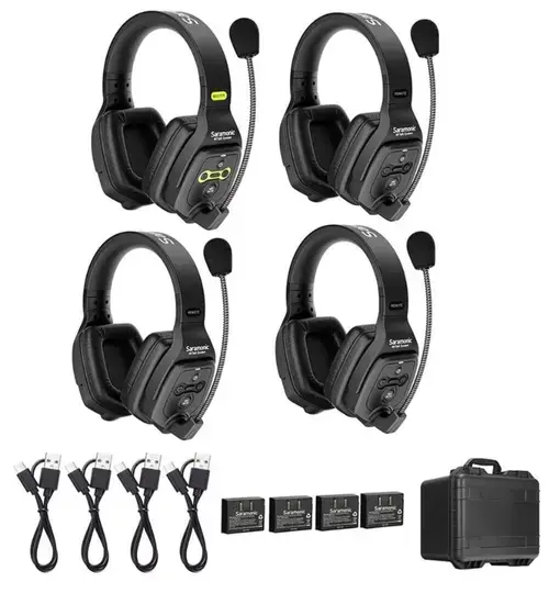Sistem Intercom Wireless pentru 4 Persoane Saramonic WiTalk WT4D Full-Duplex 1.9GHz Casti Dual-ear, Negru