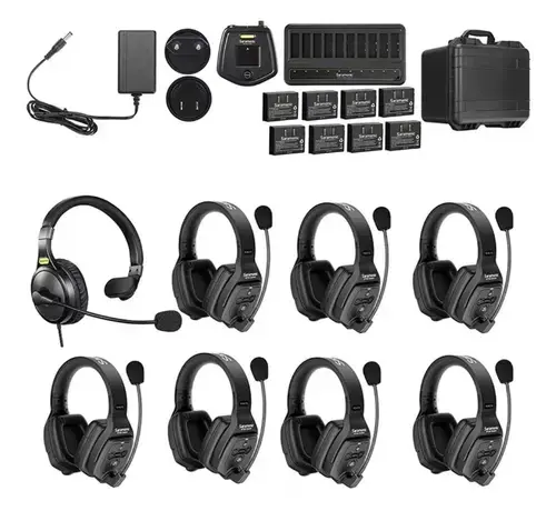 Sistem Intercom Wireless pentru 8 Persoane Saramonic WiTalk WT8D Full-Duplex 1.9GHz Casti Dual-ear, Negru