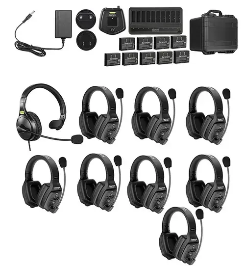 Sistem Intercom Wireless pentru 9 Persoane Saramonic WiTalk WT9D Full-Duplex 1.9GHz Casti Dual-ear, Negru