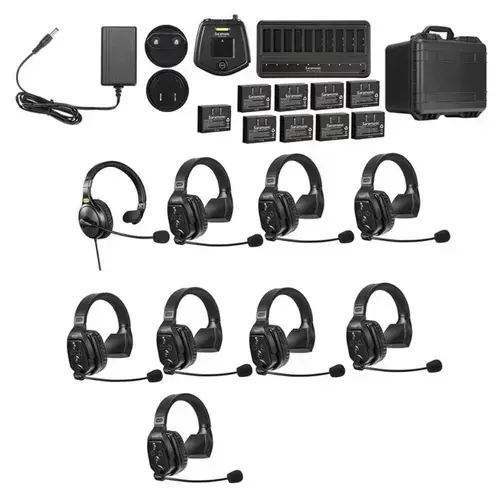 Sistem Intercom Wireless pentru 9 Persoane Saramonic WiTalk WT9S Full-Duplex 1.9GHz Casti Single-ear, Negru