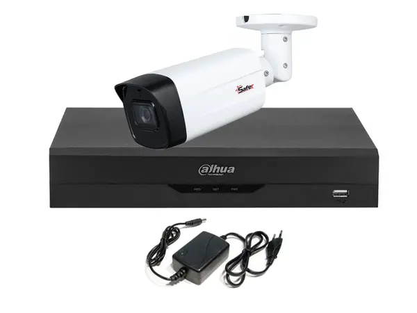 Sistem supraveghere 1 camera exterior 2 MP, IR 80m, DVR 4 canale, Audio, Dahua, KIT1EXTFHD20