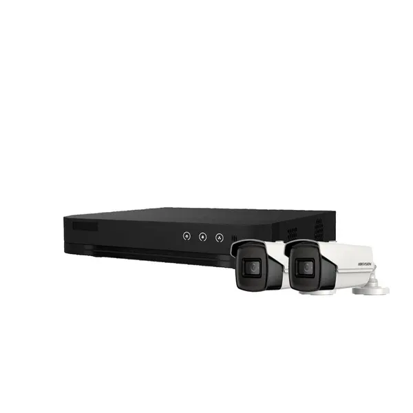 Sistem supraveghere exterior basic HikVision, 2 camere, 5 MP, IR 60 m, 2.8 mm