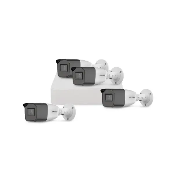 Sistem supraveghere exterior basic HikVision, 4 camere, 2 MP, IR 40 m, 2.7 - 13.5 mm, zoom manual