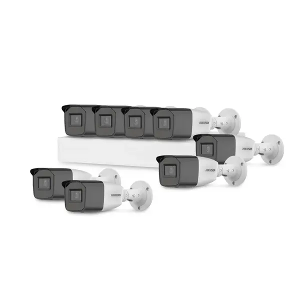 Sistem supraveghere exterior basic HikVision, 8 camere, 2 MP, IR 40 m, 2.7 - 13.5 mm, zoom manual