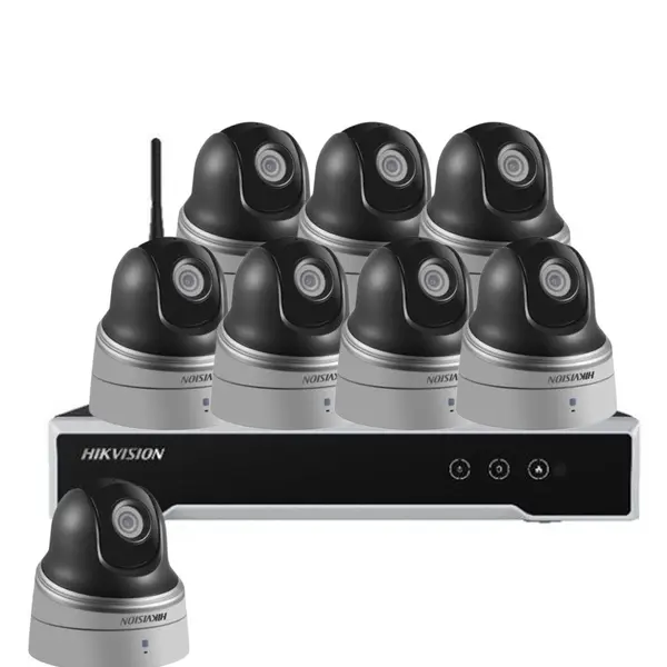 Sistem supraveghere exterior IP WiFi Hikvision KIT-HK-WF-8EXT2MP20IR-P, 2MP, 2.8-12 mm, IR 20 m, slot card, PoE