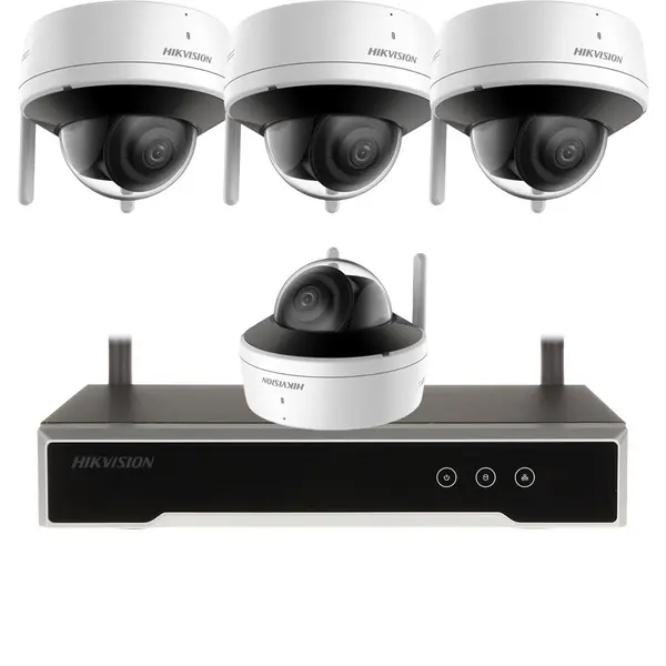 Sistem supraveghere exterior IP WiFi Hikvison KIT-HK-WF-4INT2MP30IR-A, 2 MP, 2.8 mm, IR 30 m, slot card, microfon si difuzor