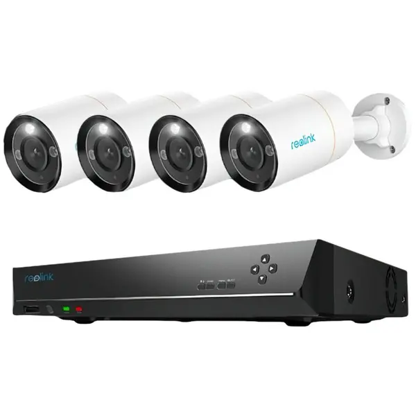 Sistem supraveghere IP exterior Reolink NVS8-12MB4, 4 camere, 12 MP, IR 30 m, 2.8 mm, microfon, HDD 2 TB