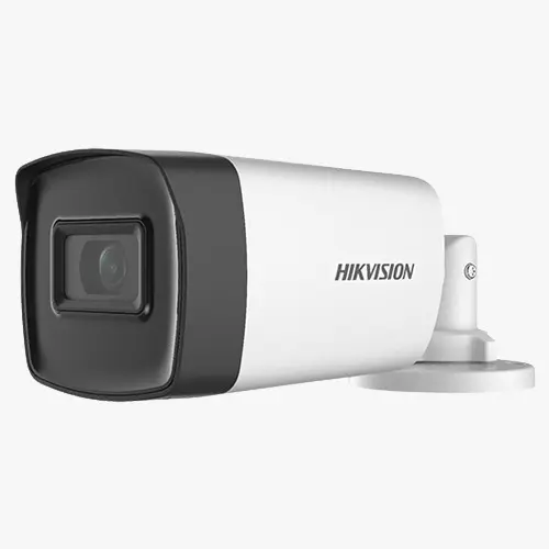 Sistem supraveghere video Hikvision 4 camere de exterior 5MP Turbo HD cu IR 40M DVR 4 canale full accesorii cu cablu coaxial live internet