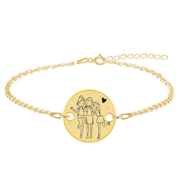 Sisters - Bratara din argint 925 placat cu aur galben 24K personalizat pentru surori
