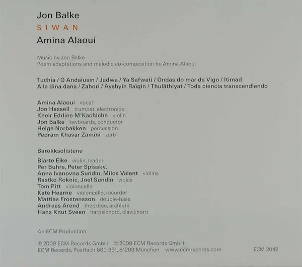 Siwan | Jon Balke, Amina Alaoui