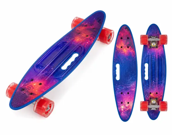 Skateboard tip Mini Cruiser cu maner - Model Galaxy Storm