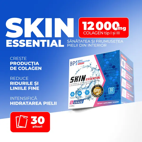 Skin Essential, Colagen Hidrolizat, 30 plicuri - Merișoare