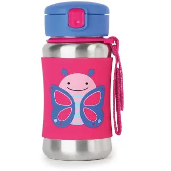 Skip Hop Zoo Straw Bottle sticlă inoxidabilă pentru apă cu pai