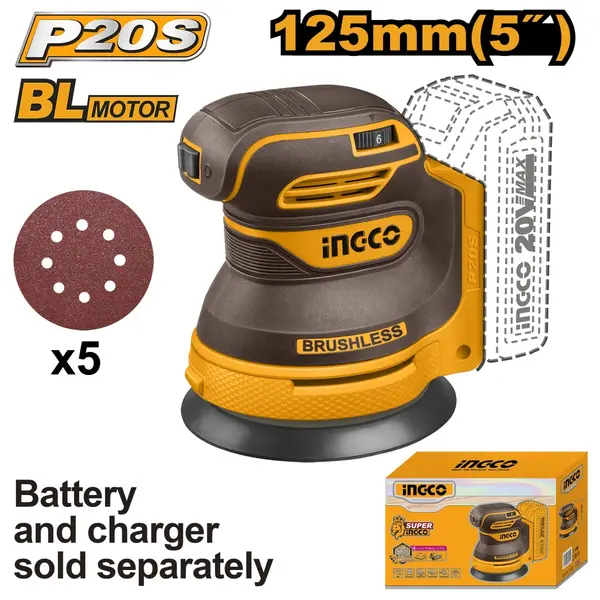 Slefuitor Orbital 20V 125mm CROSLI2002 – 8000-13000 rpm, Viteza Variabila, Talpa 125mm, Fara Acumulator si Incarcator