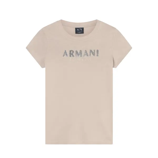 Slim fit t-shirt in cotton jersey logo beige L