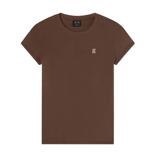 Slim fit t-shirt in stretch cotton jersey brown Xs