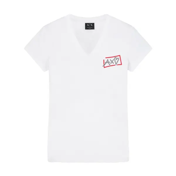 Slim fit t-shirt in stretch cotton jersey heart white Xs